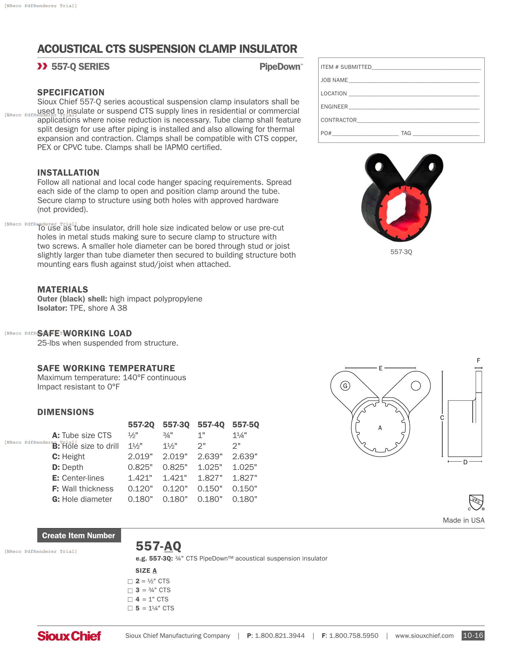 557-Q SERIES - PIPEDOWN SUSPENSION INSULATOR - SPEC SHEET.PDF Specification Document